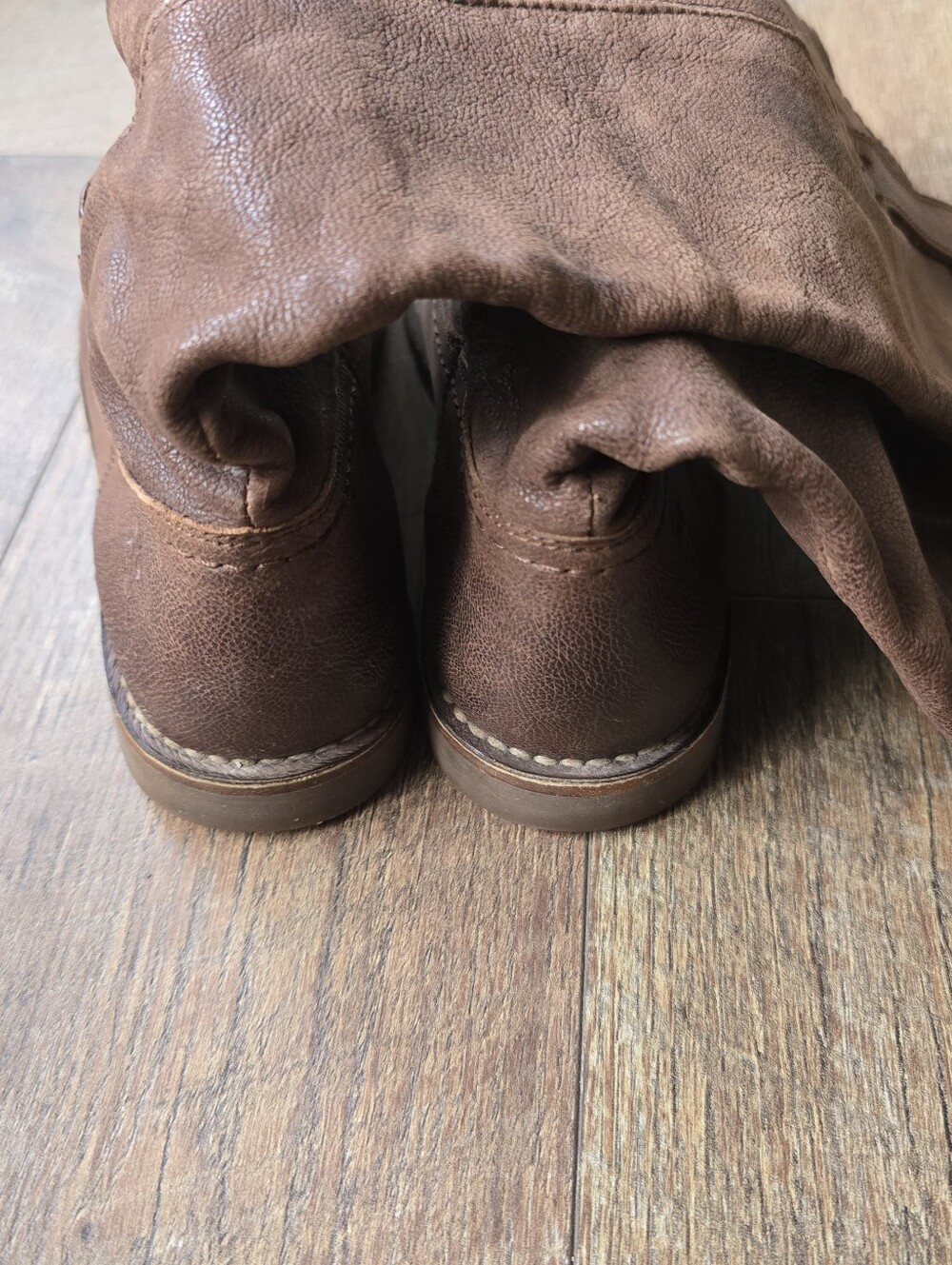 FRYE Celia X Stitch Brown Pebble Leather Tall Pull On Riding Boots Size 7 B - Picture 7 of 12